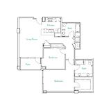 2 Bed 2 Bath Floor Plan | 1,283 Sq. Ft.  at Vue, San Pedro, CA, 90731