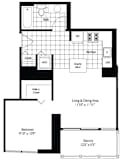 1 Bed 1 Bath Floor Plan | 600 Sq. Ff. at Shoreham and Tides, Chicago Illinois