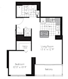 1 Bed 1 Bath Floor Plan | 580 Sq. Ft. at Shoreham and Tides, Chicago, IL
