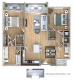 2 Bed 2 Bath Floor Plan | 1,051-1,056 Sq. Ft. at One Plantation in Plantation, 33324
