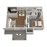 1 Bed 1 Bath Floor Plan | 748 Sq. Ft. at The Annaline in Nashville, Tennessee