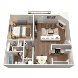 1 Bed 1 Bath Floor Plan | 645 Sq. Ft. at The Annaline in Nashville, 37217