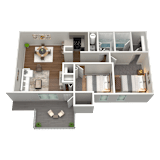2 Bed 2 Bath Floor Plan | 924 Sq. Ft. at The Annaline in Nashville, 37217