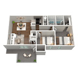 2 Bed 2 Bath Floor Plan | 924 Sq. Ft. at The Annaline in Nashville, TN