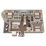 3 Bed 2 Bath Floor Plan | 1,280 Sq. Ft. at The Annaline in Nashville, Tennessee 37217