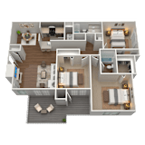 2 Bed 2 Bath Floor Plan | 1,294 Sq. Ft. at The Annaline in TN 37217