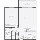 1 Bedroom Floor Plan | 615 Sq. Ft. at Delphine on Diamond, San Francisco, CA