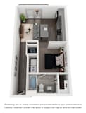 E1 Floor Plan | 531 Sq. Ft. at Abstract at Design District, Dallas, TX
