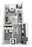 Studio Floor plan with 501 Sq. Ft.  at Olive DTLA, Los Angeles, California
