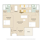 2 Bed 2 Bath Floor Plan | 1,260 Sq. Ft at Country Club Lakes, Jacksonville, FL, 32224