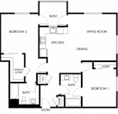 2 Bed 2 Bath Floor Plan | 1,237 Sq. Ft. at G12 Apartments, Los Angeles, CA