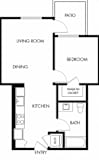 1 Bed 1 Bath Floor Plan | 613 Sq. Ft. at G12 Apartments, California, 90015