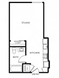 Studio 1 Bath Floor Plan | 512 Sq. Ft. at G12, Los Angeles