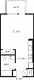 Studio 1 Bath Floor Plan | 496 Sq. Ft. at G12 Apartments, Los Angeles, CA, 90015