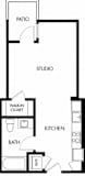Studio 1 Bath Floor Plan | 493 Sq. Ft.at G12, Los Angeles, CA