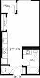 Studio 1 Bath Floor Plan | 461 Sq. Ft. at G12, Los Angeles, CA, 90015