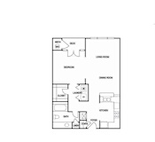 Studio 1 Bath Floor Plan | 676 Sq. Ft. at Willowest in Lindbergh, Atlanta, Georgia