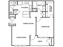 1 Bedroom 1 Bathroom Floor Plan at Willowest in Vinings, Atlanta, GA