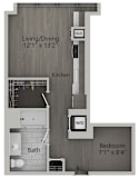 Studio 1 bath B | 545 Sq. Ft. at The Mason Apartments, Chicago