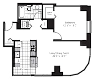 1 Bed 1 Bath Floor Plan | 815 Sq. Ft. at Shoreham and Tides, Chicago, IL