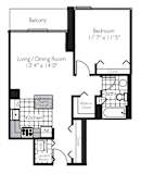 1 Bed 1 Bath Floor Plan | 665-700 Sq. Ft. 07 at Shoreham and Tides, Chicago
