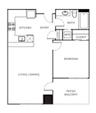 1 Bed 1 Bath Floor Plan with 572 Sq. Ft. at The Parker Apartments, Oregon
