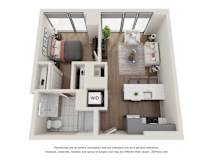 1 Bed 1 Bath Floor Plan | 588 Sq. Ft. at 903 Peachtree in Atlanta, Georgia