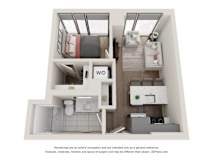 1 Bed 1 Bath Floor Plan | 593 Sq. Ft. at 903 Peachtree in Georgia 30309