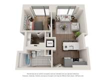 1 Bed 1 Bath Floor Plan | 598 Sq. Ft. at 903 Peachtree in Atlanta, GA