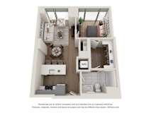 1 Bed 1 Bath Floor Plan | 686 Sq. Ft. at 903 Peachtree in GA 30309