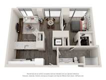 1 Bed 1 Bath Floor Plan | 785 Sq. Ft. at 903 Peachtree in Georgia 30309