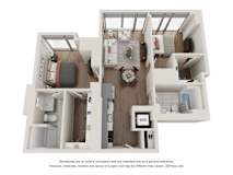 2 Bed 2 Bath Floor Plan | 846 Sq. Ft. at 903 Peachtree in Georgia 30309