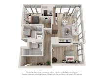 2 Bed 2 Bath Floor Plan | 872 Sq. Ft. at 903 Peachtree in Atlanta, 30309