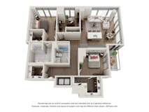 3 Bed 2 Bath Floor Plan | 1,226 Sq. Ft. at 903 Peachtree in Atlanta, Georgia