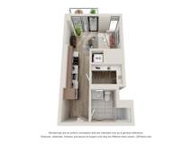 Studio 1 Bath Floor Plan | 433 Sq. Ft.  at 903 Peachtree in Atlanta, 30309