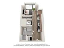 Studio 1 Bath Floor Plan | 336 Sq. Ft.  at 903 Peachtree in Atlanta, 30309