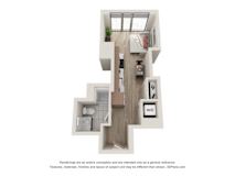 Studio 1 Bath Floor Plan | 380 Sq. Ft.  at 903 Peachtree in Atlanta, Georgia 30309
