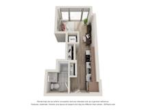 Studio 1 Bath Floor Plan | 392 Sq. Ft.  at 903 Peachtree in Atlanta, GA