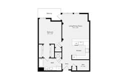 1B Den D Floor Plan | 877-963 Sq. Ft. at Misora Apartments, San Jose
