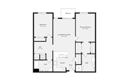 2B Den F Floor Plan | 1,205-1,221 Sq. Ft. at Misora Apartments, San Jose