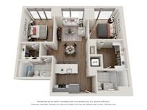 2 Bed 2 Bath Floor Plan | 894 Sq. Ft. at 903 Peachtree in Atlanta, GA