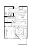 1 Bed 1 Bath Floor Plan | 680 Sq. Ft. at 128 on State, Washington, 98033