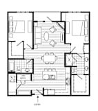2 Bed 2 Bath  Floor Plan | 1,211 Sq. Ft.  at 128 on State, Kirkland