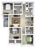 3 Bed 2.5 Bath Floor Plan with 1,358 Sq. Ft. at Roswell Village, Roswell, GA, 30075