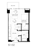 S1 floor plan | 520 Sq. Ft. at 365 Nicollet, Manchester , 55401