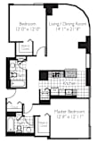 2 Bed 2 Bath Floor Plan | 1,170 Sq. Ft. at Shoreham and Tides, Chicago, 60601