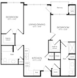 Ash Floor Plan | 1,049 Sq. Ft. at Heights at Glen Mills, Glen Mills, Pennsylvania