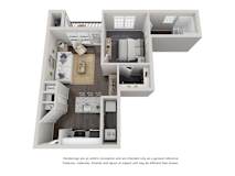 1 Bed1 Bath Floor Plan | 565 Sq. Ft. at Willowest in Lindbergh, Atlanta, Georgia