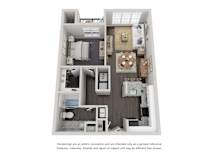 1 Bed1 Bath Floor Plan | 676 Sq. Ft. at Willowest in Lindbergh, Atlanta