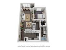 1 Bed1 Bath Floor Plan | 811 Sq. Ft. at Willowest in Lindbergh, Georgia, 30318
